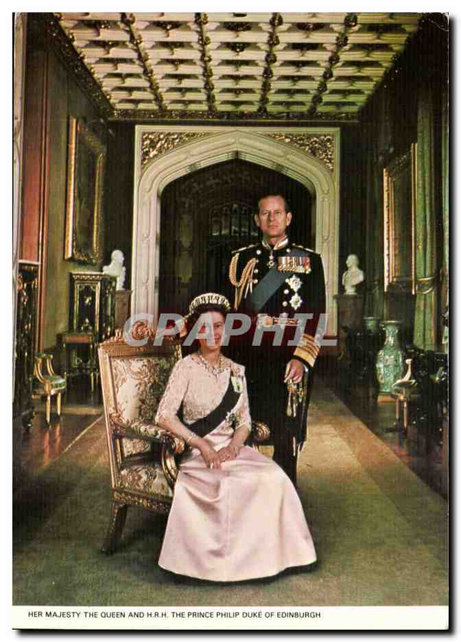 La Reine Elizabeth II et le Prince Philip, Duc d'Édimbourg — en tenue de cour — éditeur .COLOURMASTER INTERNATIONAL, n° PLX9951