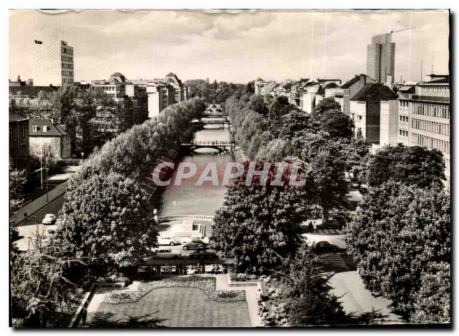 Vue de Düsseldorf — Königsallee avec canal — éditeur inconnu