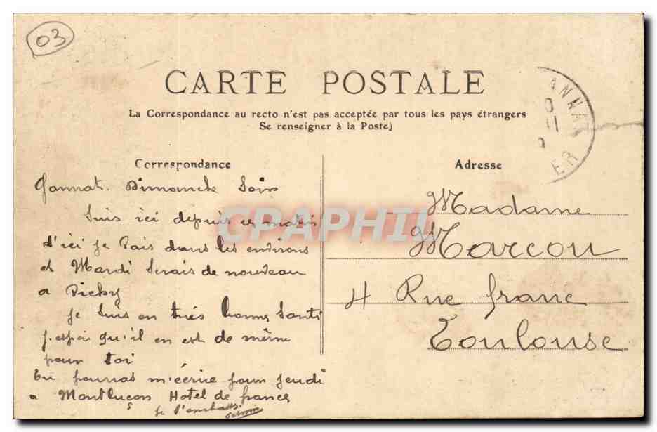 Vichy Tarjeta postal antigua Bal d'enfants en place pour la Polka — Reverso