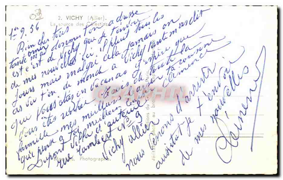 Vichy CPA la source des Celestins — Verso