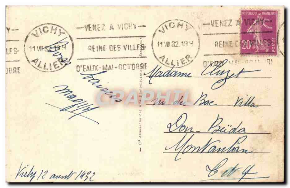 Vichy CPA Orangerie des Celestins — Verso