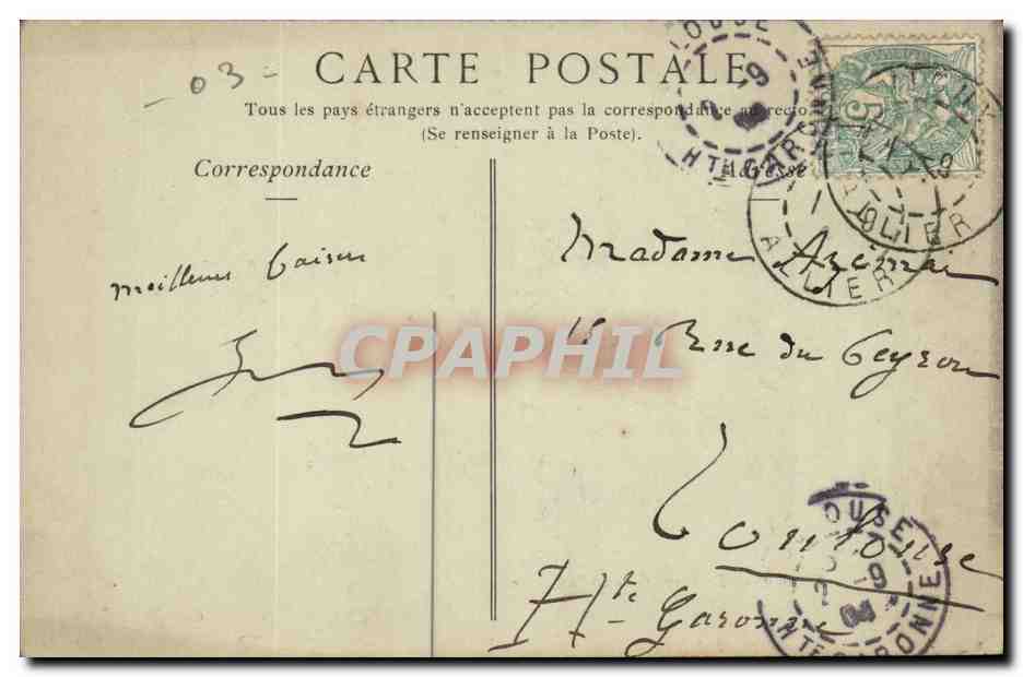 Vichy CPA Le parc Galerie promenoir — Rückseite