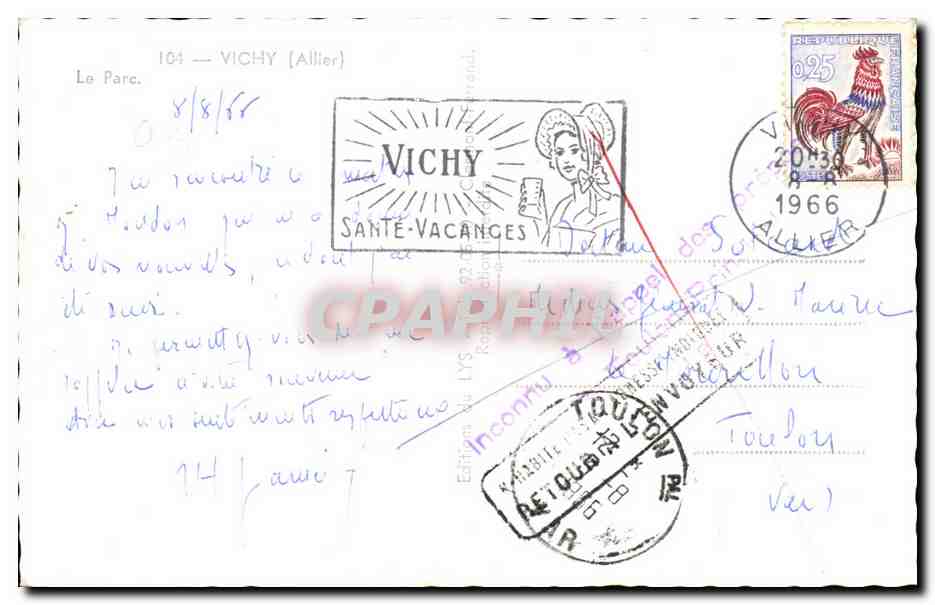 Vichy CPA Le parc — Verso