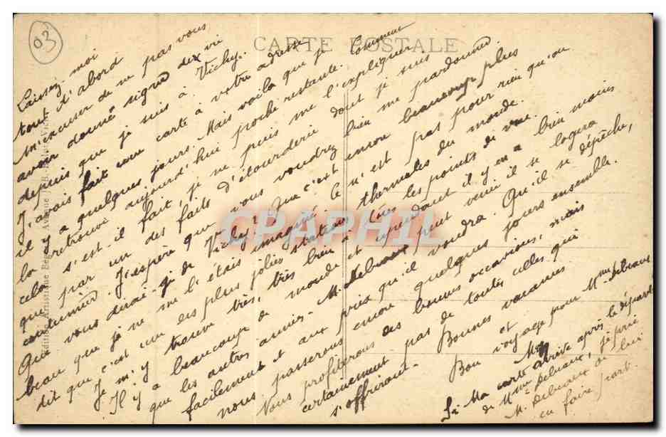 Vichy CPA Source Chomel — Rückseite