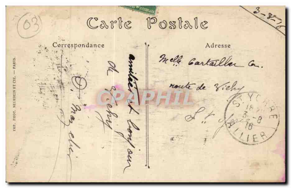 Vichy CPA Etablissement thermal — Verso