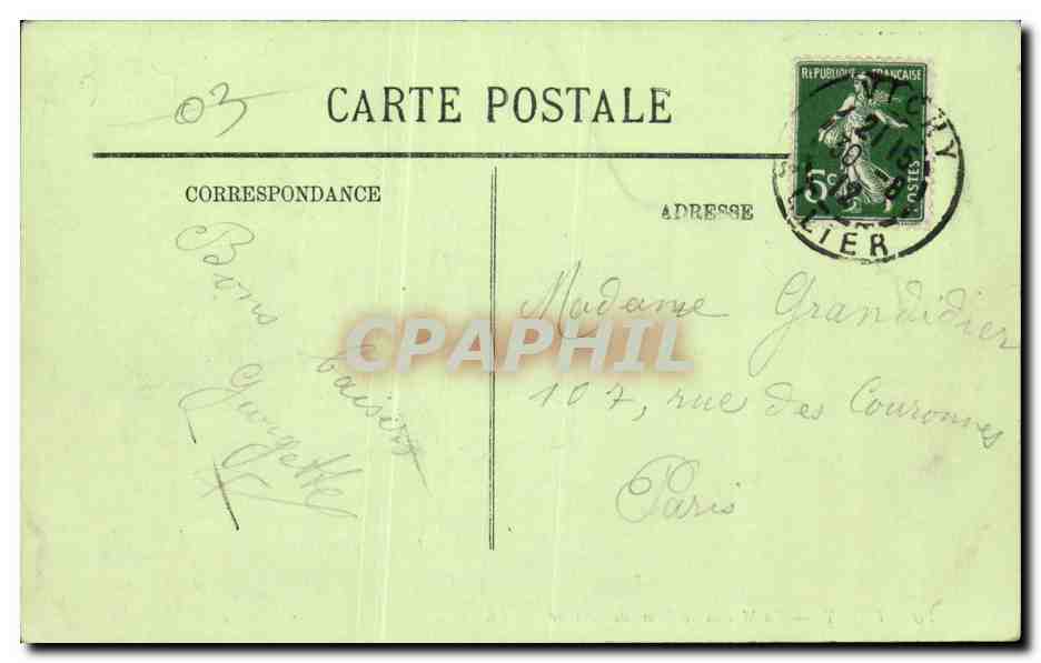 Vichy CPA Maison de Madame de Sevigne — Verso