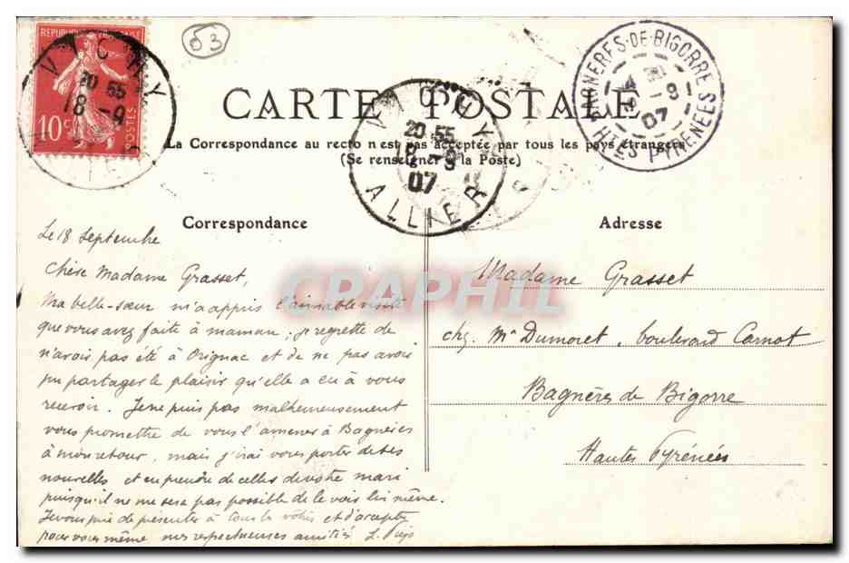 Vichy CPA Vue generale — Rückseite