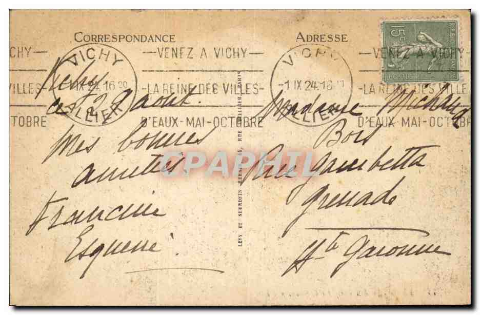 Vichy CPA Un coin du casino — Rückseite