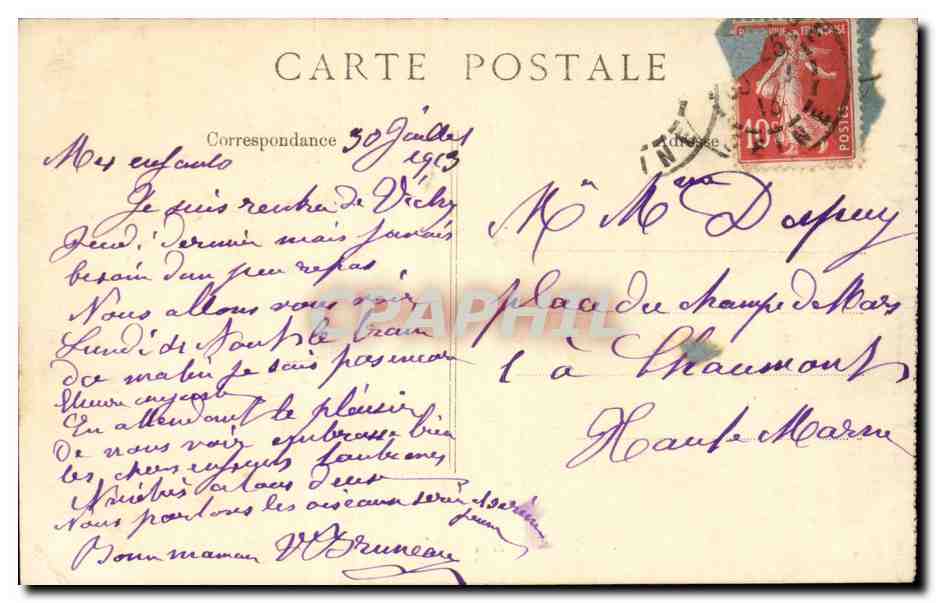Vichy CPA Le hall de l'etablissement thermal — Verso