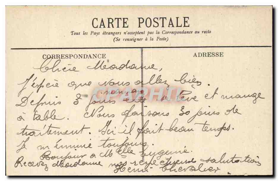 Vichy CPA Entree de l'etablissement thermal SteMarie (Cusset) — Verso