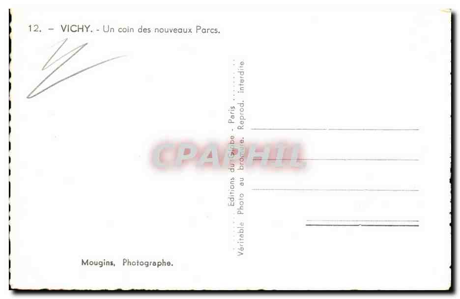 Vichy CPA Un coin des nouveaux parcs — Verso