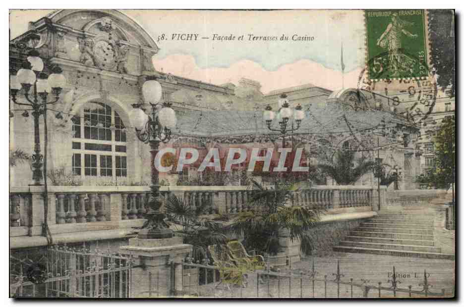 Vichy CPA Facade et terrasses du casino