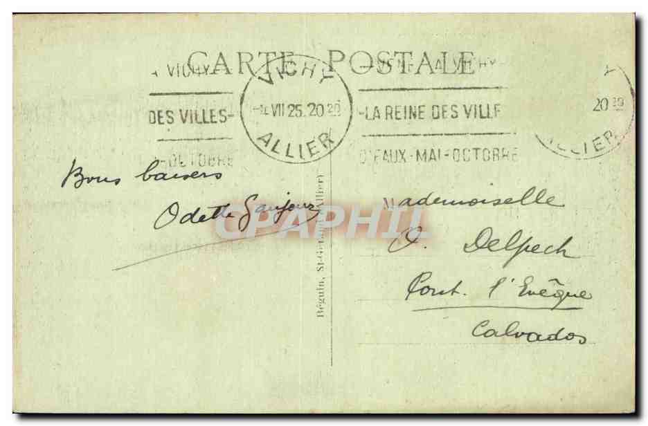 Vichy CPA la tour de l'horloge Construite par Louis II de Bourbon — Rückseite