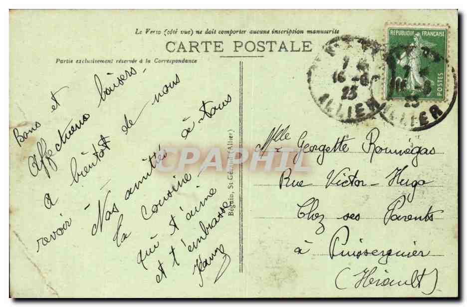 Vichy CPA Source des Celestins — Rückseite