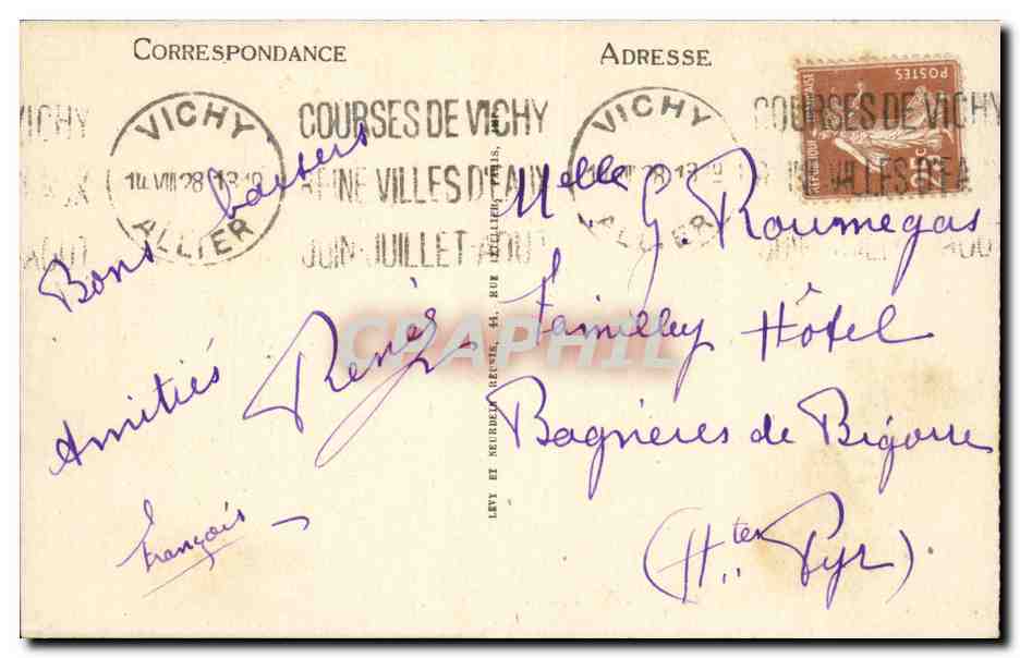 Vichy CPA Les bords de l'Allier — Rückseite