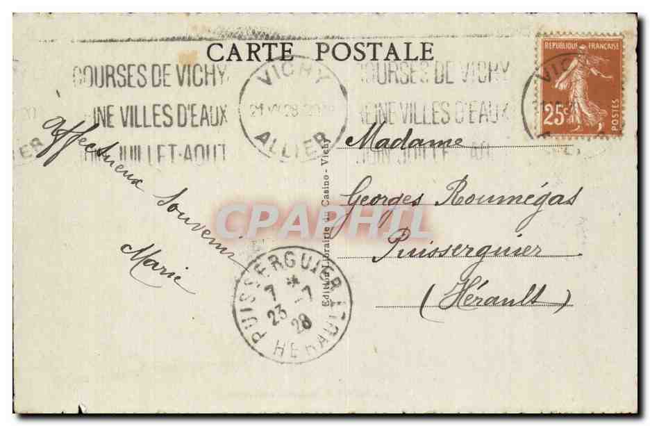 Vichy CPA Galeries couvertes — Verso