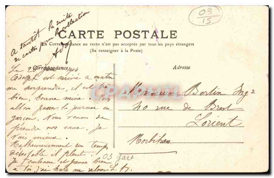 Vichy CPA La gare — Verso