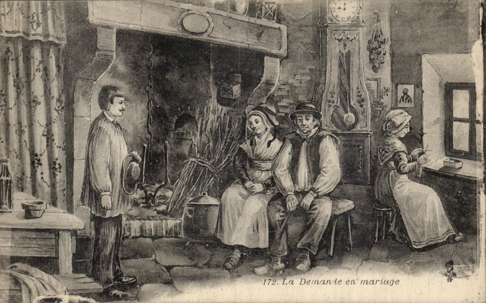 CPA La demande en mariage (folklore)