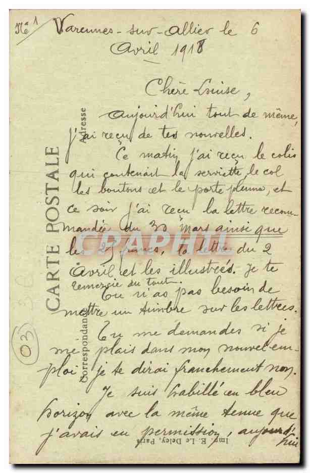 Varennes-sur-Allier — Le Château de Gayette — Éditeur : Imp. E. Le Doley, Paris — N° 3610 — Back