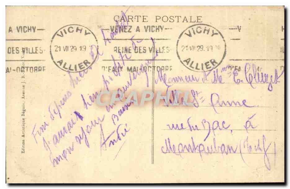 Vichy - Source Chomel - Temerature 41 - CPA  — Rückseite