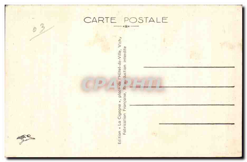 Vichy - Le gare Routiere - la poste et l'Hotel de Ville - CPA  — Verso
