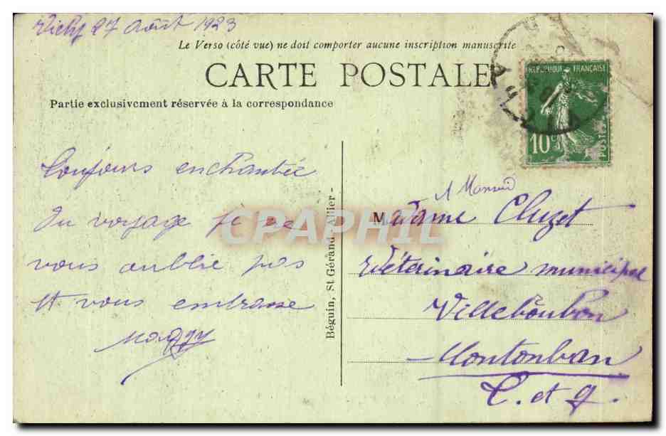 Vichy - Le Hall - CPA  — Rückseite