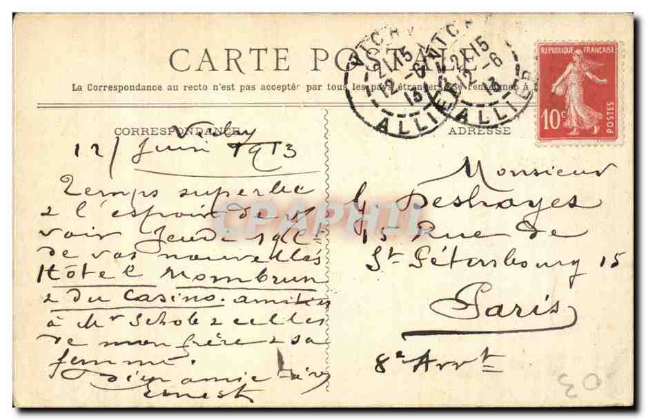 Vichy - Source des Celestins - CPA  — Verso