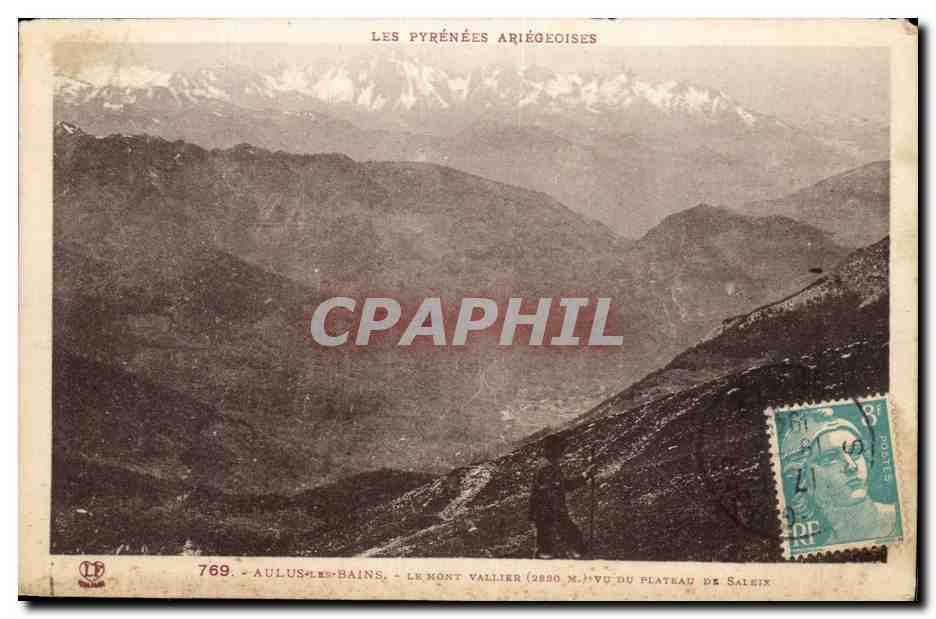 Aulus-les-Bains — Le Mont Vallier (2820 m) vu du Plateau de Saleix — Les Pyrénées Ariégeoises — Phototypie Labenche Frères, Toulouse