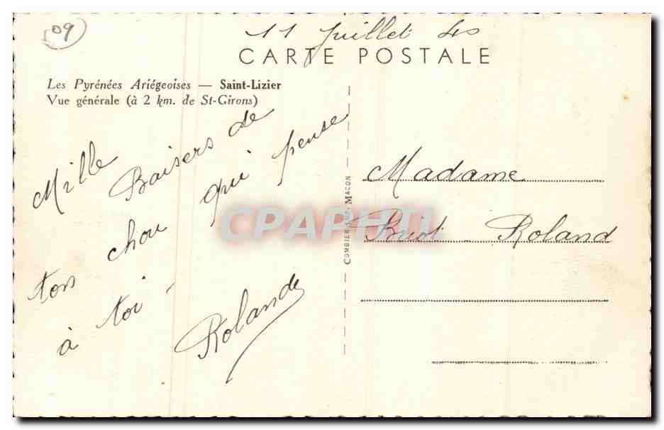 Saint Liziers - Vue Generale a 2 km de St Girons - CPA  — Rückseite