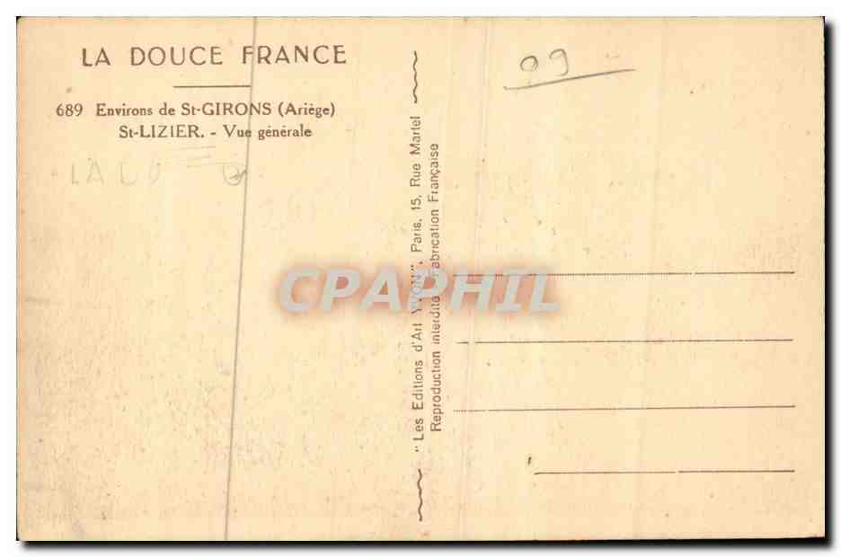 Environs de St Girons - St Lizier - Vue Generale - CPA  — Rückseite