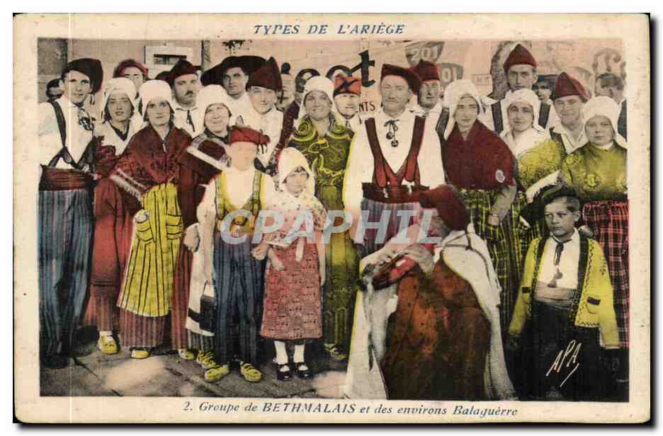 CPA GRoupe de Bethmalais et des environs dBalaguerre Types de l'Ariege (folklore costume)
