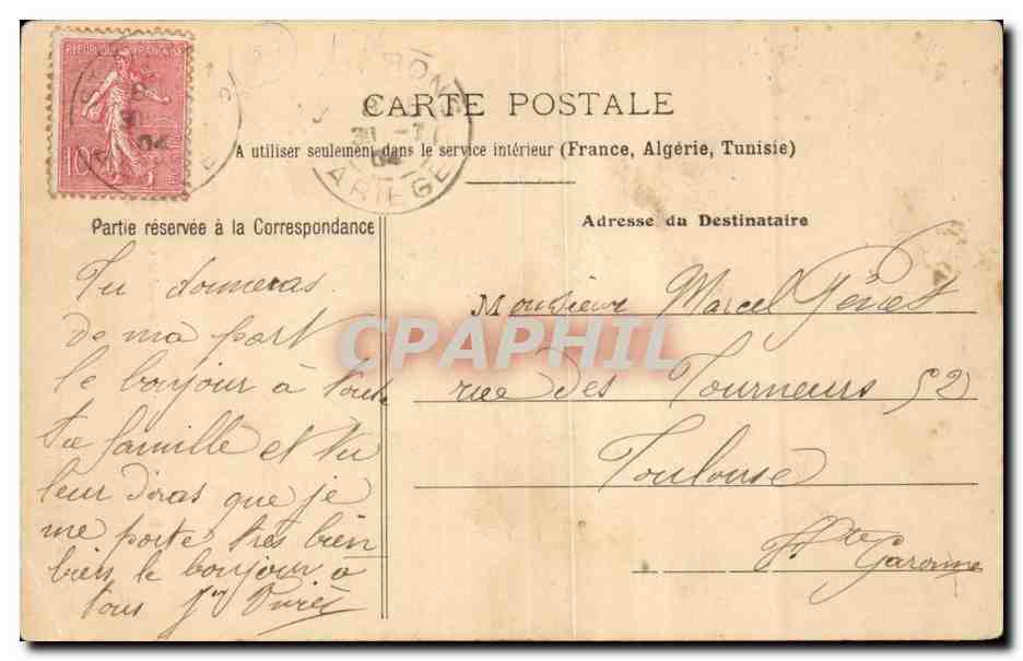 CPA Ariege Bethmalaise venant de traire les vaches (folklore costume) — Verso