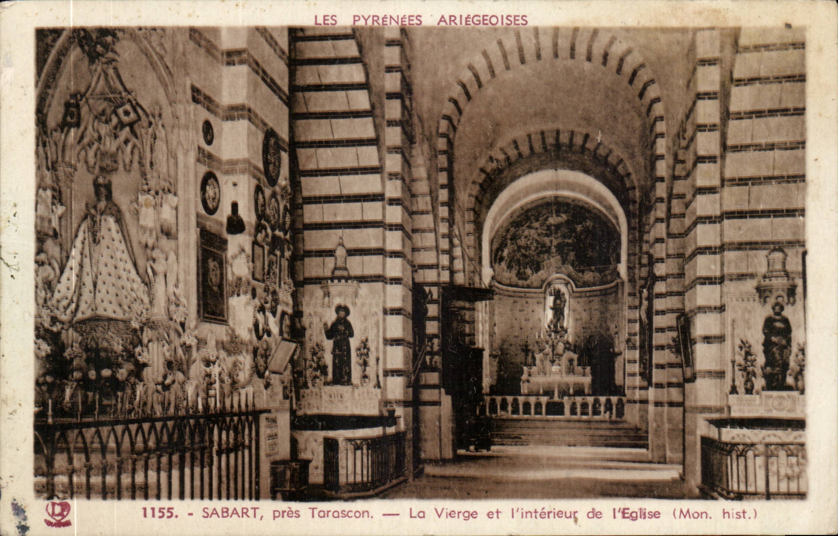 Sabart, nahe Tarascon — Die Jungfrau und das Innere der Kirche (Mon. hist.) — Éditions « Pyrénées-Océan »