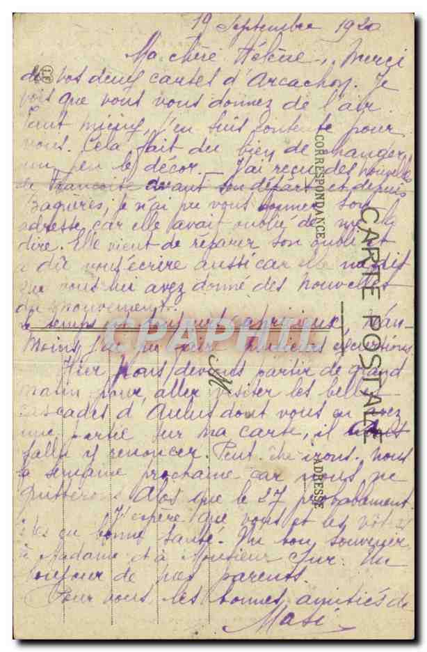 Aulus-les-Bains — La Grande Chuta — Cascade d'Ance — Éditeur Lacombe Frères, n°754 — Verso