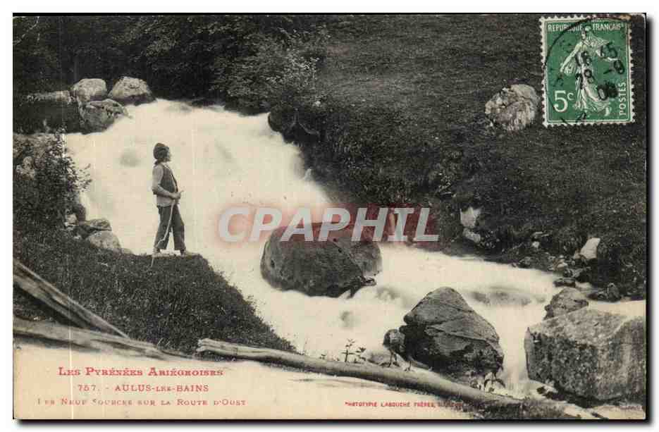 Aulus les Bains CPA Les neuf sources sur la route d'Oust