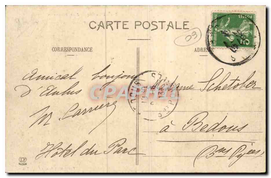 Aulus les Bains CPA Vue generale — Rückseite