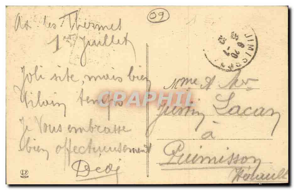 Ax-les-Thermes — La nouvelle terrasse du casino — Phototype Languiche Frères, n° 815 — Rückseite