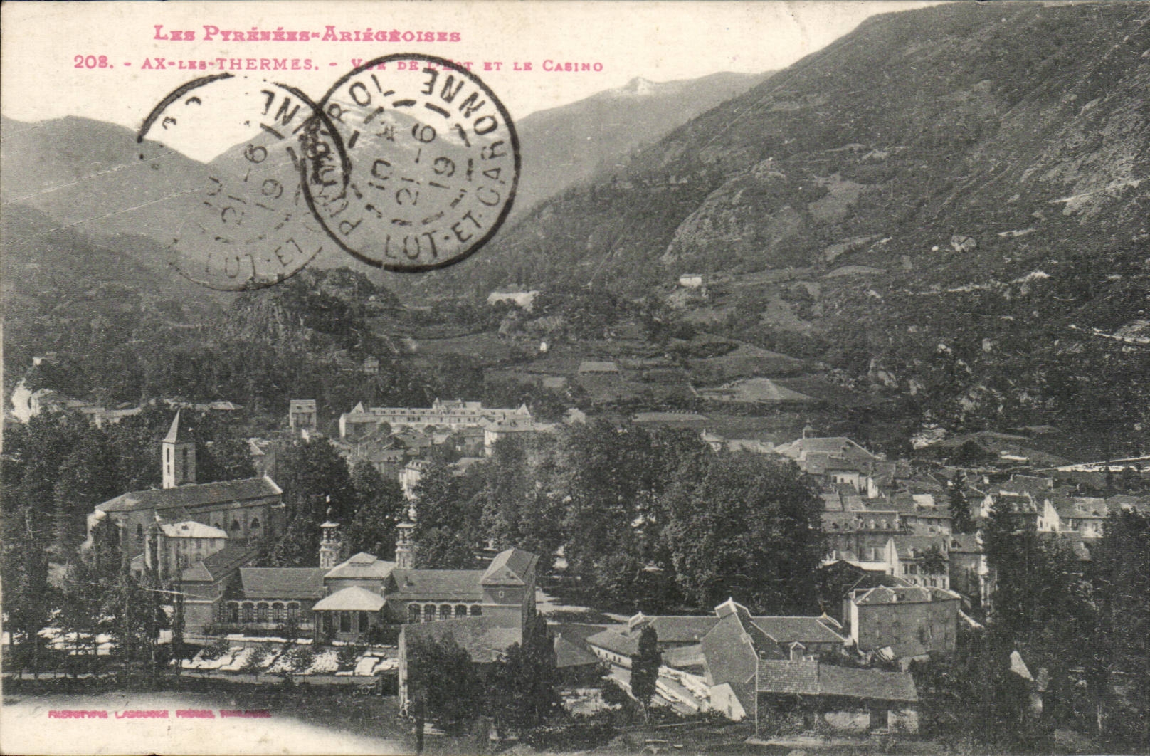 Ax les Thermes CPA Vue de l'Est et le casino