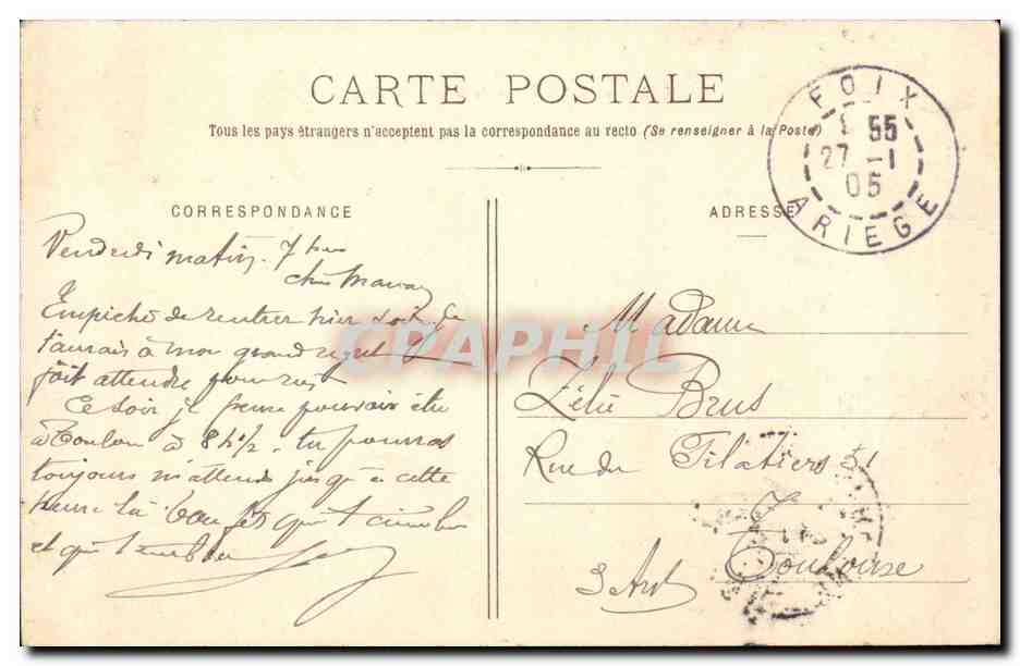 Foix CPA Les Tours de Gaston de Foix — Rückseite