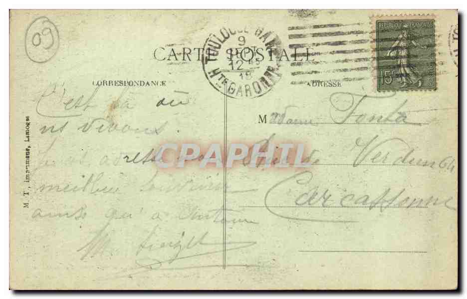 Ussat les Bains CPA Un coin du parc — Rückseite