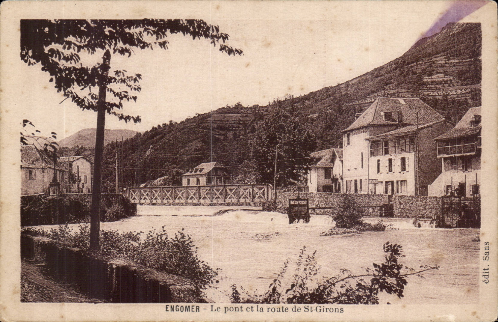 Engomer CPA Le pont et la route de St Girons