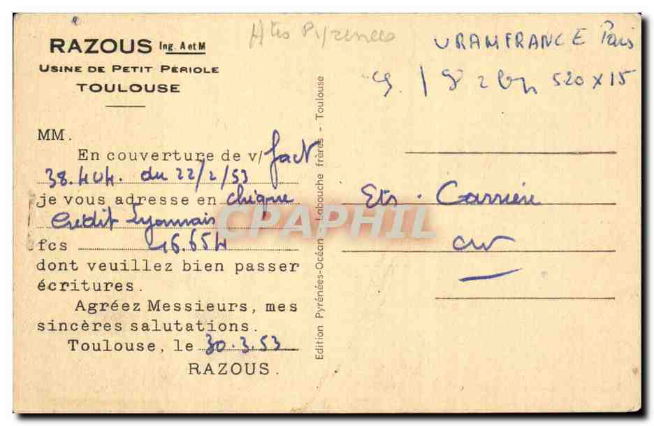 Gavarnie CPA Le soum blanc de Secugnac — Verso