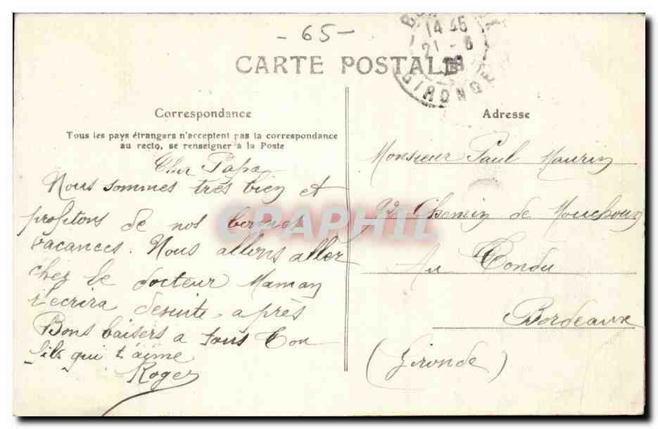 Les Pyrénées - 68 - CAUTERETS — Gouffre du Cenizet (Alt. 1.235 m.) — éditeur non visible — Verso
