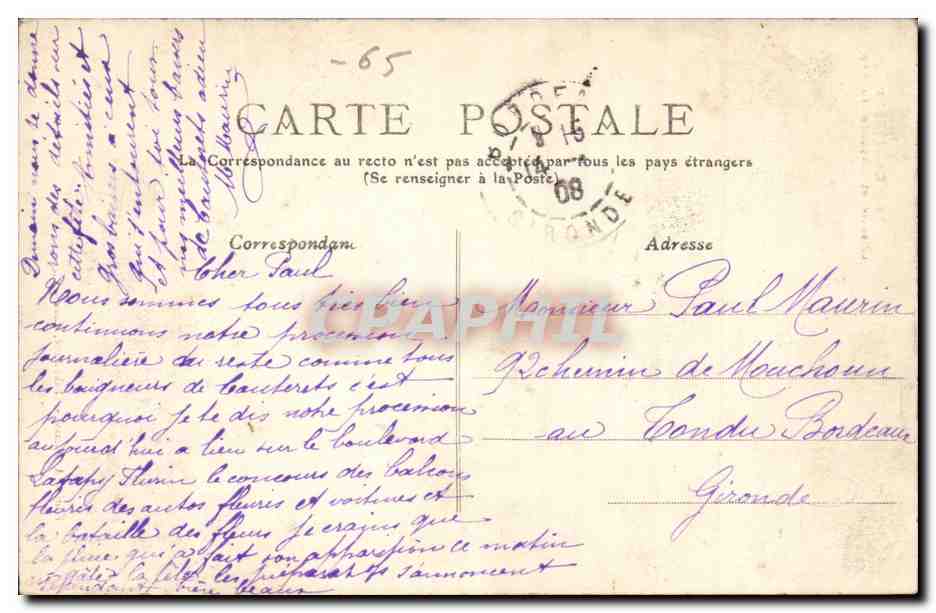 Cauterets — Glissoir et Cascade du Pré — Édition A. Bézane, Cauterets — Reverso