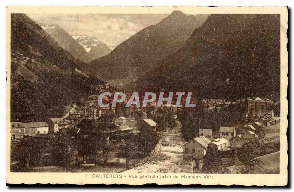 CAuterets CPA Vue generale prise du Mamelon vert