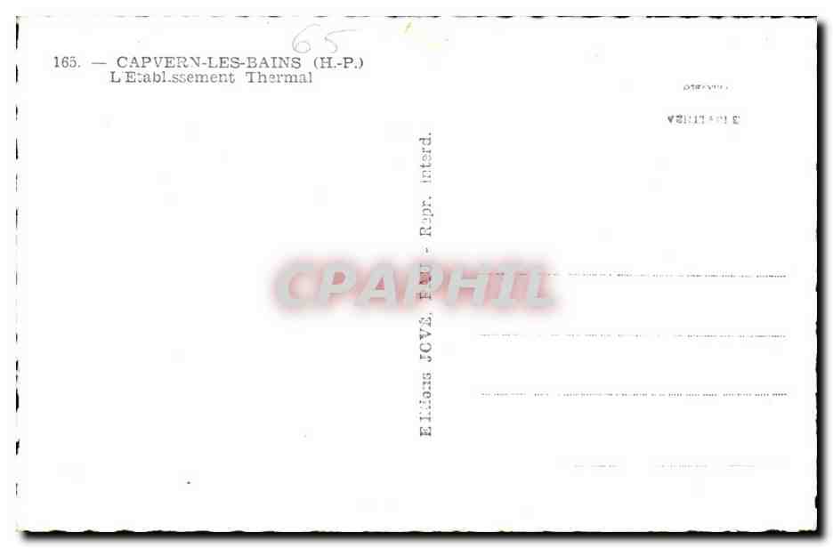 Capvern-les-Bains — Établissement Thermal — Éditions ROVS, Rupt. interd. — Verso