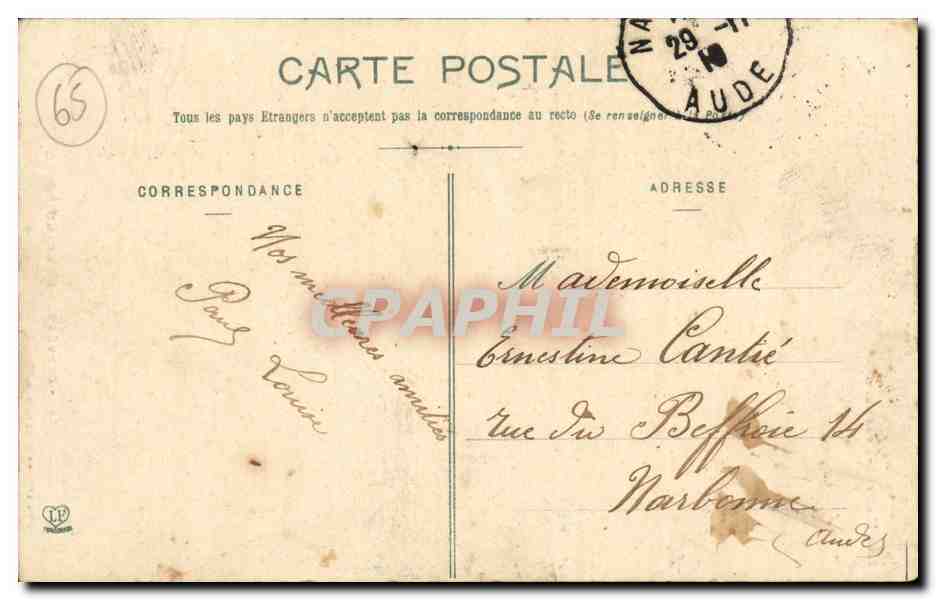 Capvern les Bains CPA Le grand hotel — Rückseite