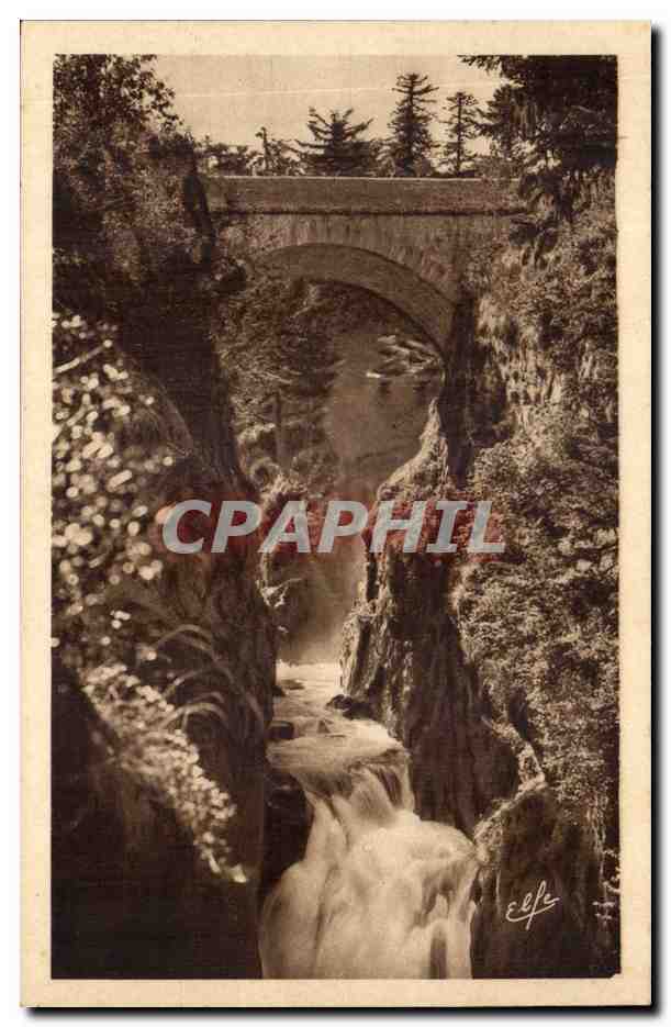 CPA CAuterets Gouffre et pont d'ESpagne