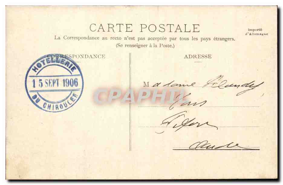 CPA hotel du Chiroulet — Back