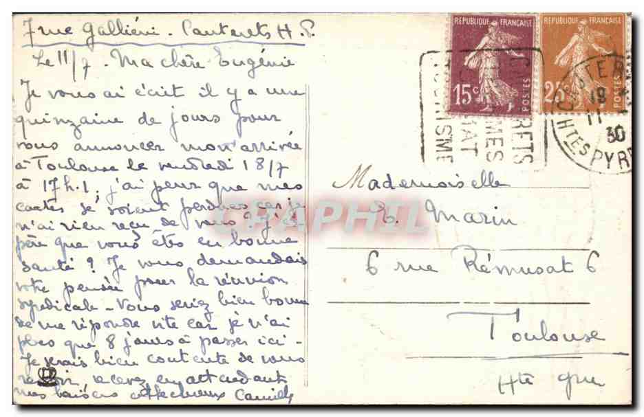 Les Hautes-Pyrénées — Environ de Cauterets, Fond de Lutour — Phototype Labouchs Frères Toulouse, n°232 — Rückseite